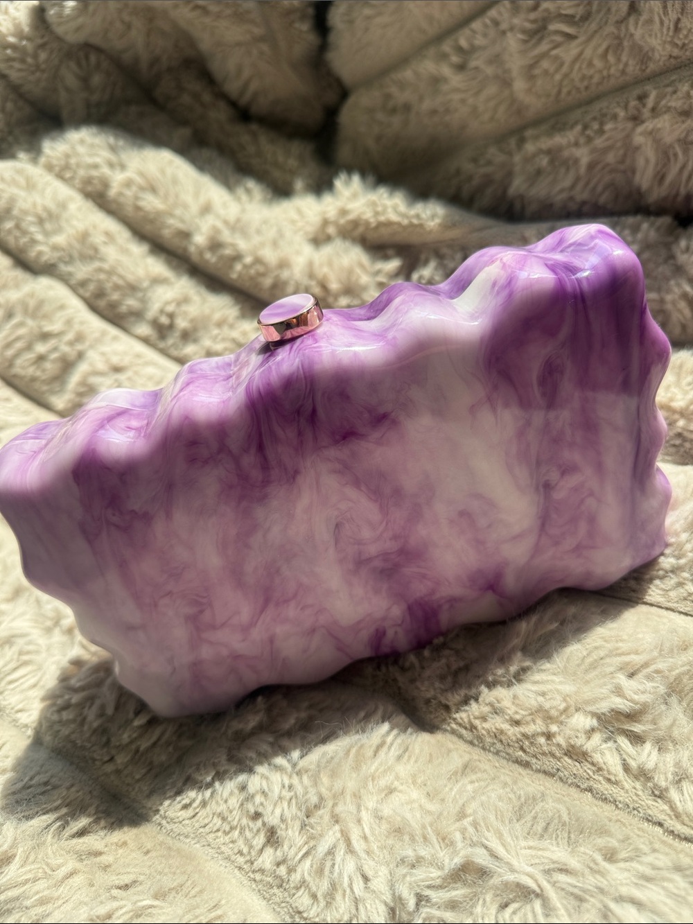Purple Swirl Resin Decorative Jar with Rose Gold Lid - Home Accents